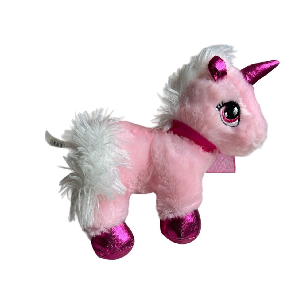 Dan Dee Collectors Choice Pink Unicorn Plush Toy Bow Sewn Eyes Stuff Animal Kids